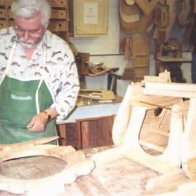 student working on a chair