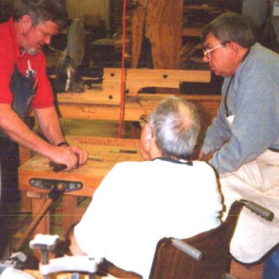 students working with instructor